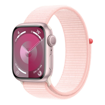Apple Watch Series 9, 41 мм корпус из алюминия цвета «Pink», ремешок Sport Loop цвета «Light Pink»