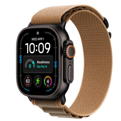 Apple Watch Ultra 4, 49 мм корпус из титана цвета «Black», ремешок Alpine Loop цвета «Desert» размера S
