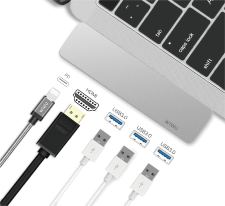 Хаб WiWU USB Type-C HUB 5в1 T6Pro Серый