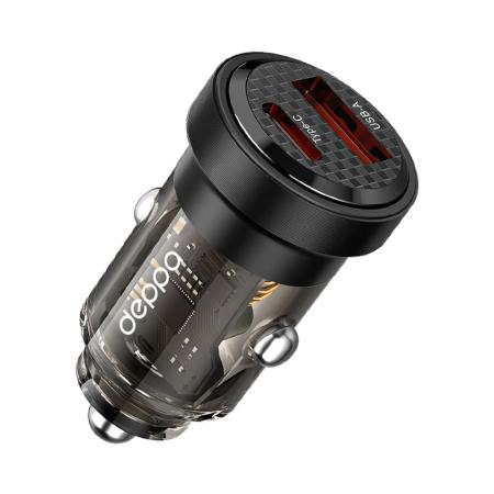 АЗУ Deppa USB A + USB-C, PD, QC 3.0, 30W, Crystal (11218) Черный