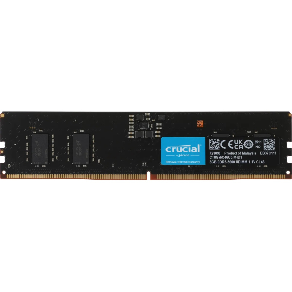 Оперативная память Crucial CT8G56C46U5 DDR5 8GB 5600MHz CL46 UDIMM 1x8GB