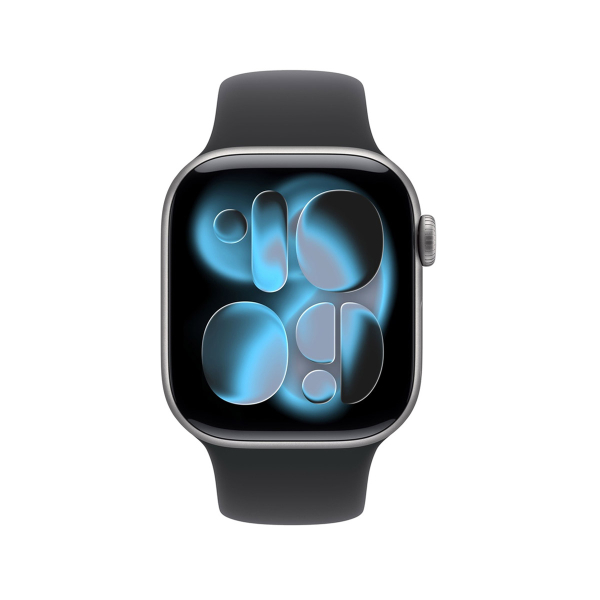 Apple Watch Series 11, 42 мм корпус из алюминия цвета «Space Gray», ремешок Sport Band размера M/L цвета «Black»