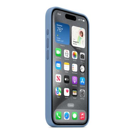 Чехол Silicone Case для Apple iPhone 15 Pro с MagSafe (original) Winter Blue, голубой