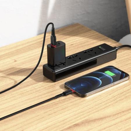 Подарок - USB кабель hoco. Anti-Bending разъем Lightning, 1 м (X59) Черный