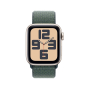 Apple Watch SE (2024), 40 мм корпус из алюминия цвета «Starlight», ремешок Sport Loop цвета «Lake Green»