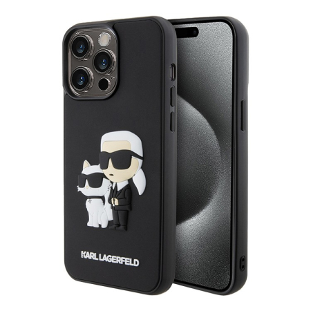 Чехол Karl Lagerfeld для iPhone 15 Pro 3D Rubber Karl & Choupette Hard (KLHCP15L3DRKCNK) Черный