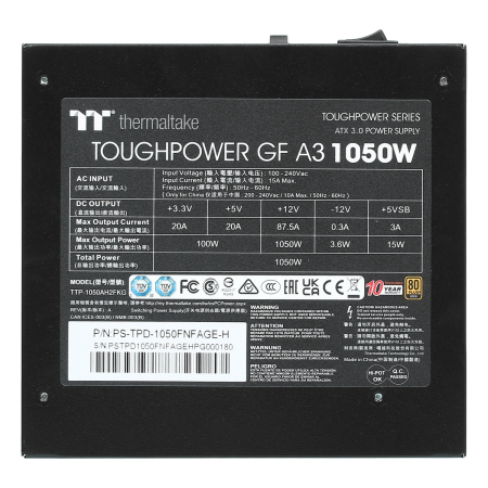 Блок питания Thermaltake Toughpower GF A3 (PS-TPD-1050FNFAGE-H) Gold, 1050 Вт Чёрный
